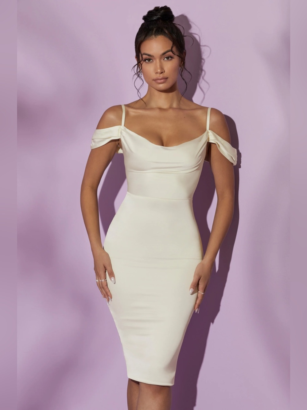 Oh Polly Giada Cowl Neck Midi Dress